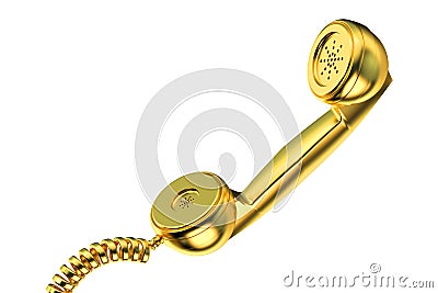 Golden phone handset Stock Photo