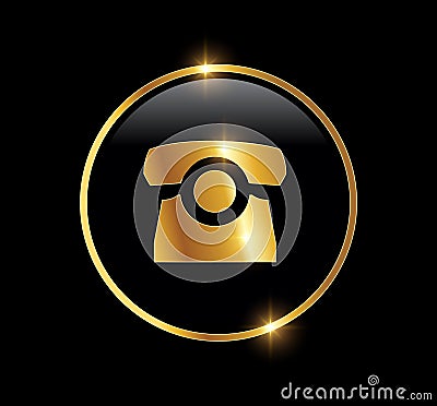 Golden Phone Logo Vector icon Vector Illustration