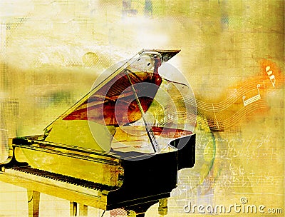 Golden piano Stock Photo