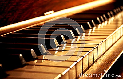 Golden Piano Keys Stock Photo