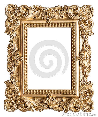 Golden picture frame baroque style. Vintage art object Stock Photo