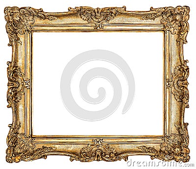 Golden picture frame isolated white background Stock Photo