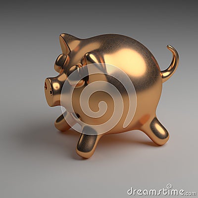 Golden pig figure. 3d illusration. Symbol of 2019 year. Stock Photo