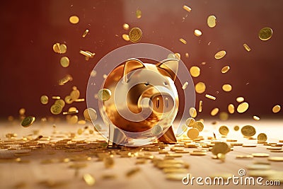 Golden piggybank. Generate Ai Stock Photo