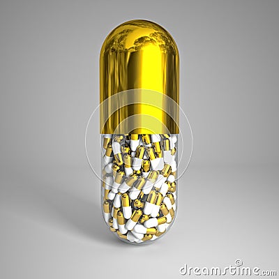 Golden pill Stock Photo