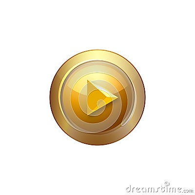 Golden play button icon, symbol, logo designs, vector illustration Vector Illustration