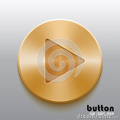 Golden play button Vector Illustration