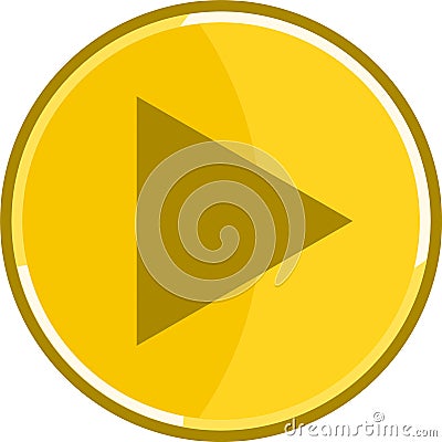 Golden play icon. Golden start icon. Vector Illustration