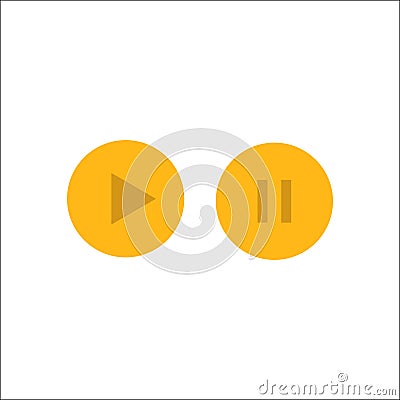 Golden Play and Pause Vector Icon Conceptual Design Vector Illustration