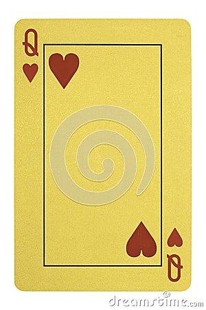 Golden playing cards, Queen of hearts Stock Photo