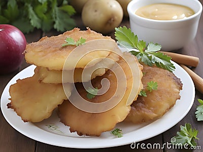 Golden Pleasures: Indulging in Grated Potato Fritte's Irresistible Charm Stock Photo