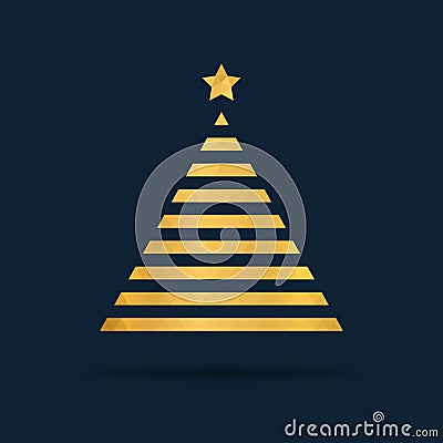 Golden polygon tree. Xmas minimalistic design. You can use it like card, banner, poster and ect Vector Illustration