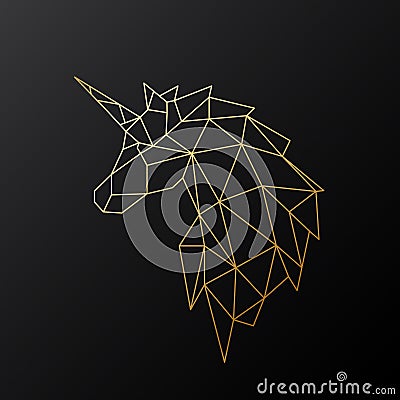 Golden polygonal Unicorn illustration Vector Illustration