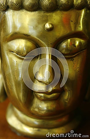 Golden portrait of holy buddha Stock Photo