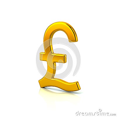 Golden pound sterling symbol Cartoon Illustration