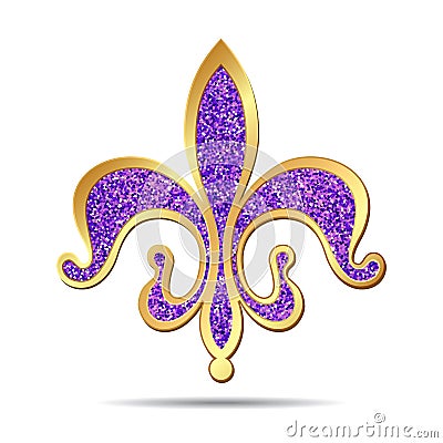 Golden and purple fleur-de-lis Vector Illustration