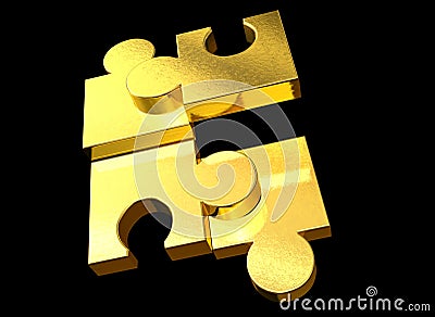 Golden puzzle Stock Photo