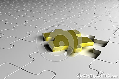 Golden puzzle piece Stock Photo