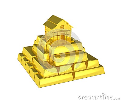 Gold pyramid house at the top Stock Photo