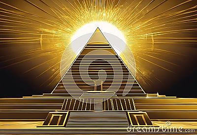 Golden Pyramid: Illuminati Symbolism Stock Photo