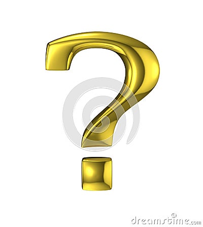 Golden question mark metallic sign Stock Photo