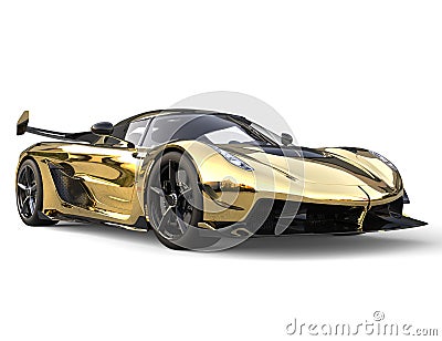 Golden race sports super car - closeup shot Stock Photo