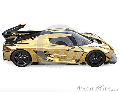 Golden race sports super car - top down view Stock Photo