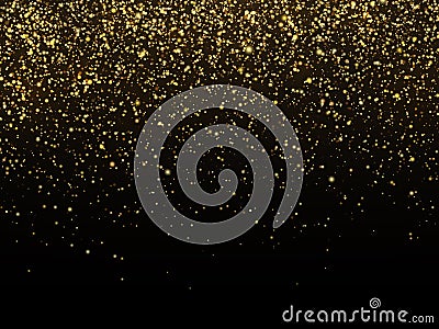 Golden rain isolated on black background. Vector gold grain texture celebratory wallpaper Vector Illustration