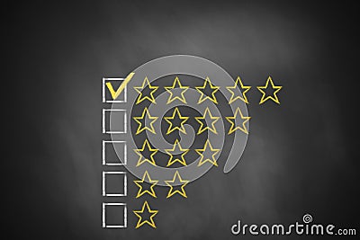 Golden rating stars chalkboard Stock Photo