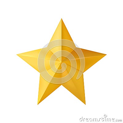 Golden realistic 3D Christmas star isolated on white background. Vector illustration. Vector Illustration