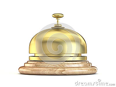 Golden reception bell 3D Cartoon Illustration