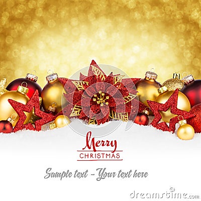 Golden red christmas card Stock Photo