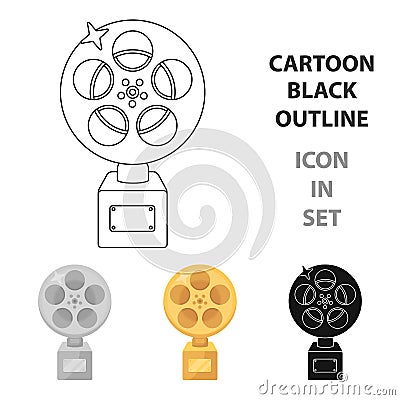 The Golden reel of film.Award for the best playback of the movie.Movie awards single icon in cartoon style vector symbol Vector Illustration