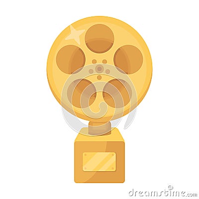 The Golden reel of film.Award for the best playback of the movie.Movie awards single icon in cartoon style vector symbol Vector Illustration