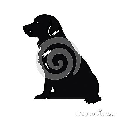Golden Retriever Icon, Dog Black Silhouette, Puppy Pictogram, Pet Outline, Golden Retriever Symbol Stock Photo