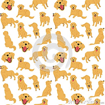 Golden retriever,seamless pattern Vector Illustration