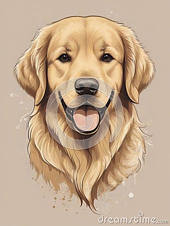 golden retriever sitting relaxed with a smile Stock Photo