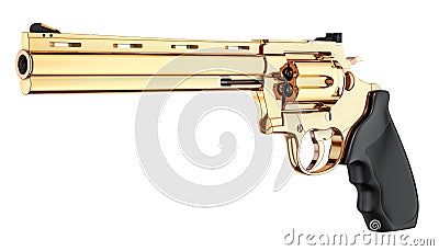 Golden Revolver, 3D rendering Stock Photo