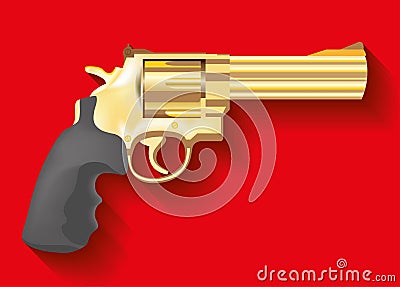 Golden revolver Cartoon Illustration