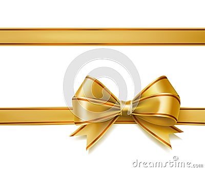 Golden ribbon bow Vector Illustration