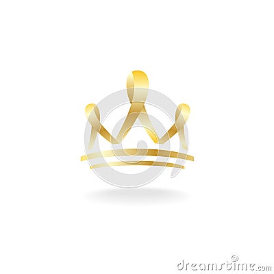 Golden ribbon crown sign Vector Illustration