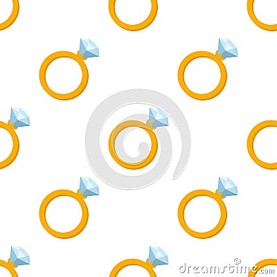 Golden Ring Diamond Seamless Pattern Vector Illustration