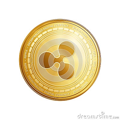 Golden Ripple blockchain coin symbol. Vector Illustration