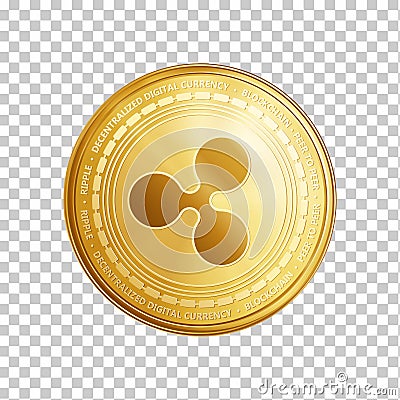 Golden Ripple blockchain coin symbol. Vector Illustration