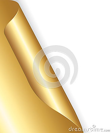 Golden rolled-up corner paper. Vector Illustration