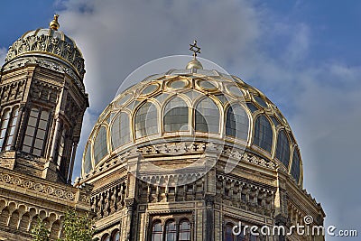 Golden roof of the New Synagogue in Berlin as a symbol of Judaism Stock Photo