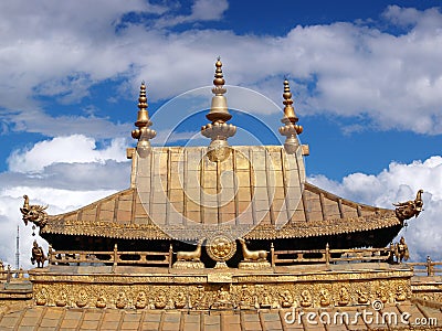 Golden roof Potala palace Lhasa Tibet Stock Photo
