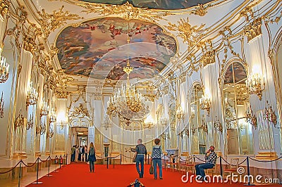 Golden room, The Schonbrunn Palace Editorial Stock Photo