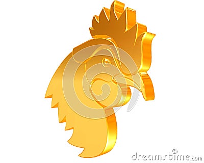 Golden Rooster on a white background Stock Photo