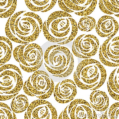 Golden roses seamless pattern. Vector design illustration. Vector Illustration